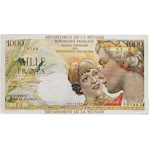1964 FRANCE REUNION 1000 FRANCS NOTE