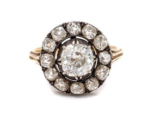 A Silver Topped Gold and Diamond Ring, 2.80 dwts.