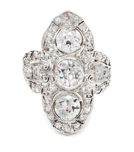 An Art Deco Platinum and Diamond Ring, 4.70 dwts.