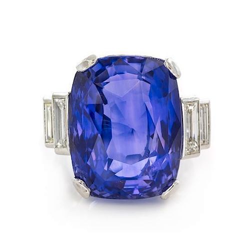 A Platinum, Sapphire and Diamond Ring, 13.30 dwts.