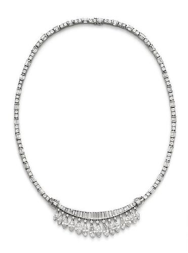 A Platinum and Diamond Fringe Necklace, 39.10 dwts