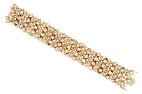 An 18 Karat Yellow Gold and Diamond Multistrand Bracelet, Crivelli, 41.20 dwts.