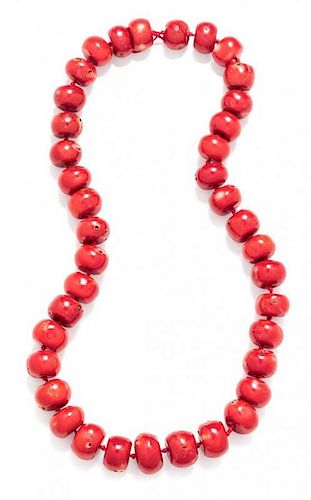 A Graduated Coral Bead Strand, 69.20 dwts.