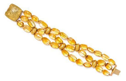 An 18 Karat Yellow Gold and Citrine Reversible Multistrand Bracelet, Maxim Semynov, 66.90 dwts.