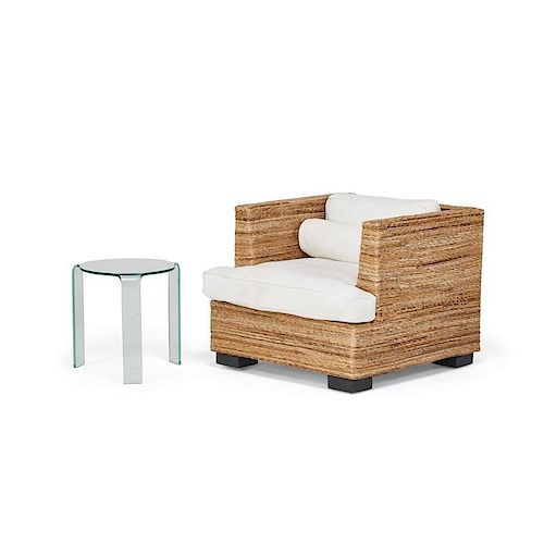 CONTEMPORARY LOUNGE CHAIR AND SIDE TABLE
