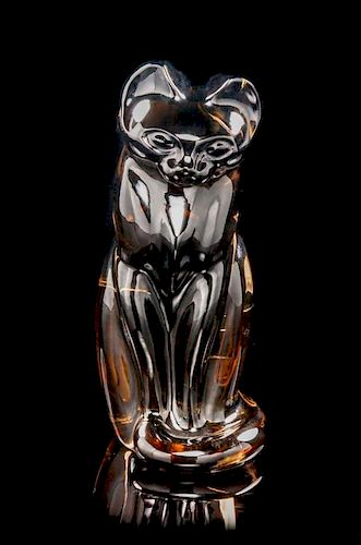 A Smoky Quartz Cat Carving, Gerd Dreher,, Idar-Oberstein, Germany,, in a whimsical stylized design, depicting a seated cat with