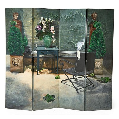 STYLE OF FORNASETTI FOUR-PANEL SCREEN