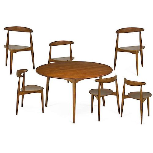 HANS WEGNER Dining table and six chairs