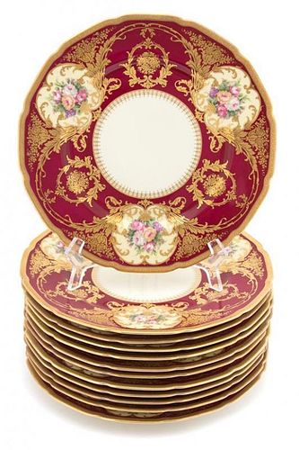 A Set of Twelve Rosenthal Porcelain Polychrome and Gilt Decorated Cabinet Plates