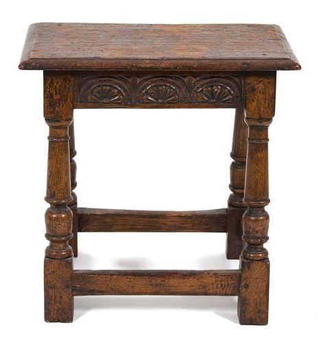 A Jacobean Style Carved Oak Footstool