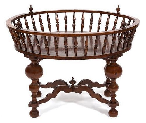 A William and Mary Style Walnut Low Table Height 26 x width 35 x depth 30 3/4 inches.
