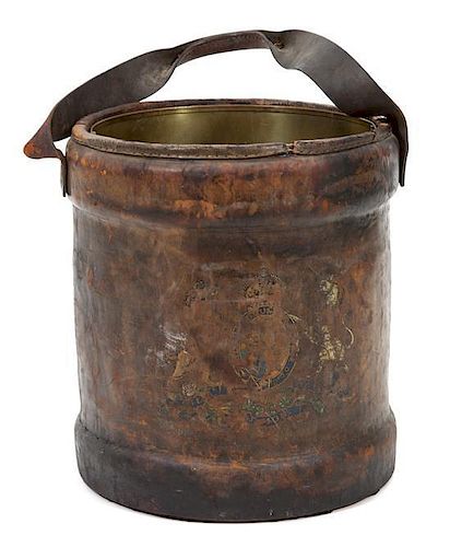 An English Leather Fire Bucket Height 15 1/2 inches.