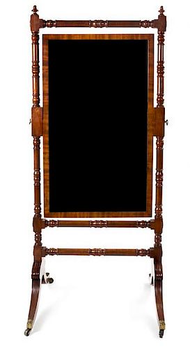 A George III Style Mahogany Cheval Mirror