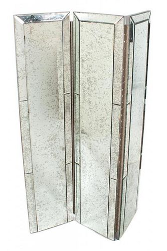 An Art Deco Three-Panel Mirrored Floor Screen