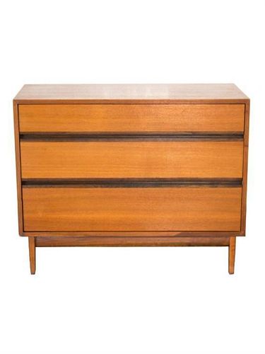 A Danish Teak Three Drawer Chest of Drawers Height 29 3/4 x width 38 x depth 17 inches.