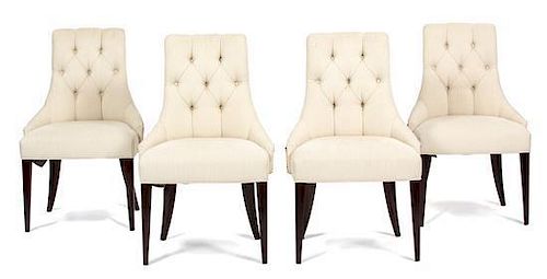 Four Contemporary Upholstered Dining Chairs Height 36 x width 23 x depth 22 inches.