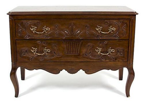A French Provincial Style Carved Mahogany Chest of Drawers by Henredon
