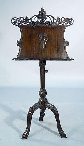 Mahogany carved adjustable music stand
