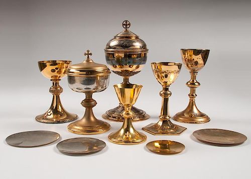 Silver and Brass Chalices and Patens