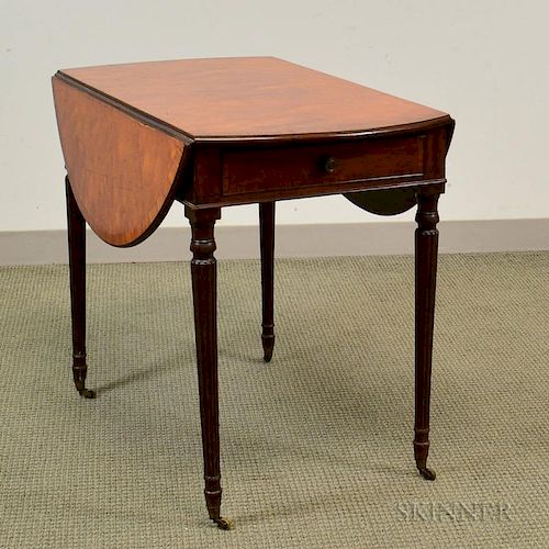 George III Inlaid Mahogany One-drawer Pembroke Table, ht. 27 1/2, dp. 20 3/4, dp. 30 3/4 in.