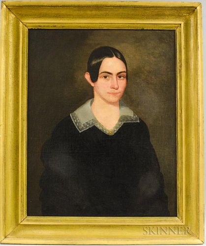 Attributed to Joseph Chandler (American, 1813-1884)  Portrait of Rosannah Mitchell. Unsigned, artist and sitter identified on