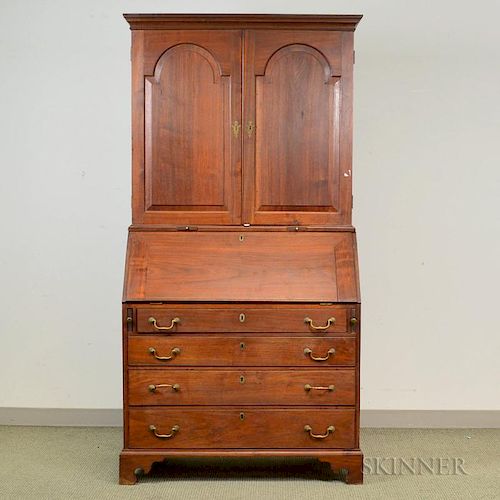 Queen Anne Walnut Desk/Bookcase, 18th century, (imperfections), ht. 80, wd. 40, dp. 20 in.