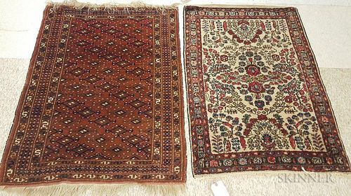 Turkoman Rug and a Hamadan Rug, 4 ft. 2 in. x 3 ft. and 4 ft. 2 in. x 2 ft. 8 in.