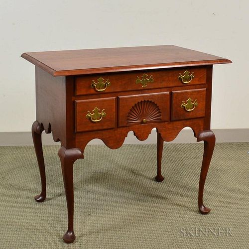 Eldred Wheeler Queen Anne-style Fan-carved Cherry Dressing Table, ht. 30 1/2, wd. 33 3/4, dp. 20 3/4 in.