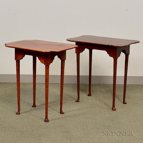 Pair of Eldred Wheeler Queen Anne-style Tea Tables, ht. 25, wd. 23 3/4, dp. 18 3/4 in.