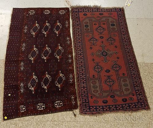 Yomud Chuval and a Sparta Turkish Scatter Rug, 2 ft. 4 in. x 4 ft. 3 in. and 4 ft. 5 in. x 2 ft. 3 in.