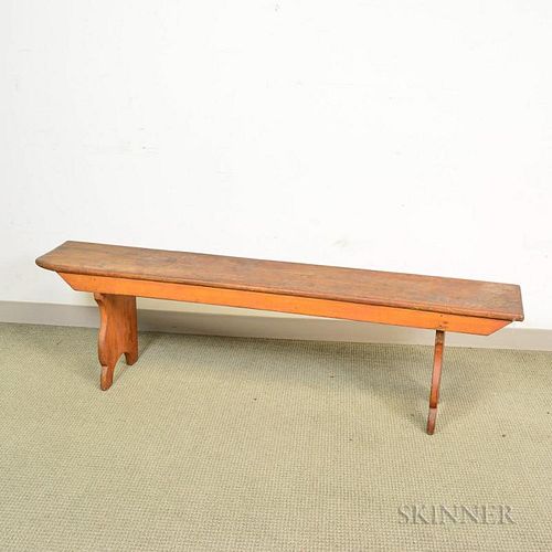 Carved Pine Bench, ht. 18 1/2, wd. 68, dp. 12 1/4 in.