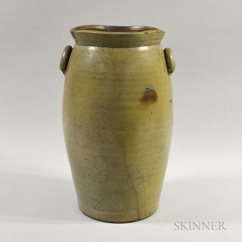 Large Stoneware Butter Churn, 19th century, (imperfections), ht. 18 in.