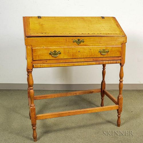 William and Mary-style Maple Schoolmaster's Desk-on-frame, ht. 45 1/2, wd. 36 1/2, dp. 20 1/2 in.