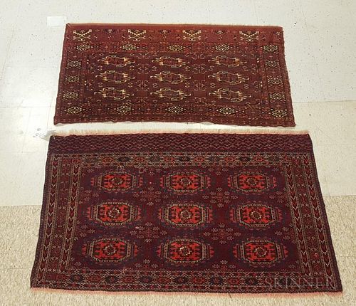 Two Turkoman Chuvals, 2 ft. 10 in. x 4 ft. 4 in. and 2 ft. 7 in. x 4 ft. 3 in.