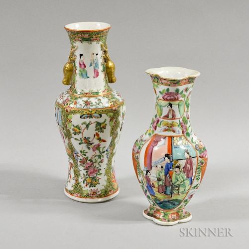 Two Famille Rose Porcelain Vases, ht. to 11 1/2 in.