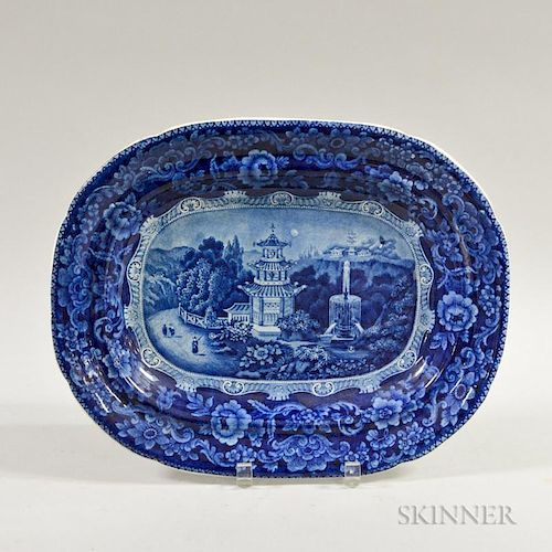 Historical Blue Staffordshire Ceramic Platter, lg. 15 in.