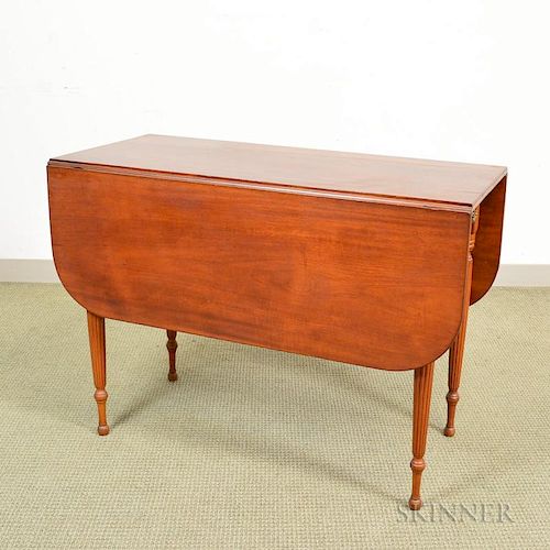 Federal Birch One-drawer Drop-leaf Table, 19th century, ht. 30, wd. 19 1/2, dp. 41 3/4 in.