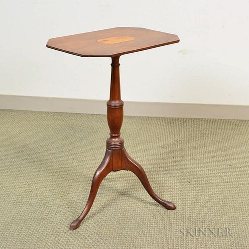 Federal-style Mahogany and Bird's-eye Maple Tilt-top Candlestand, ht. 31, wd. 14, dp. 22 in.