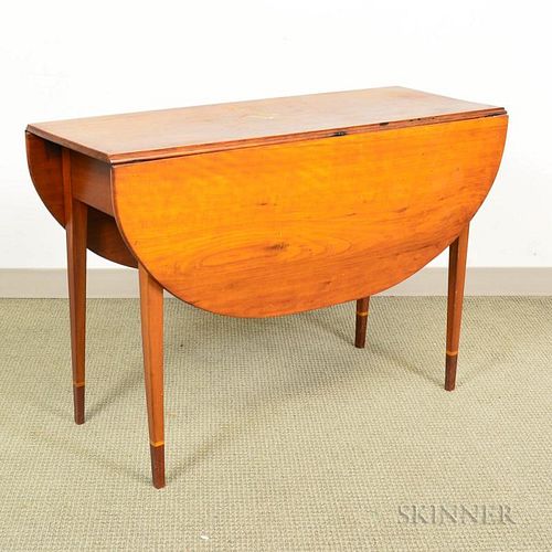 Federal Inlaid Cherry Drop-leaf Table, ht. 29, wd. 42, dp. 17 in.