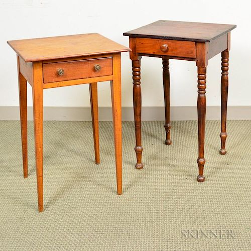Two Federal Maple One-drawer Stands, ht. to 29 1/4 in.