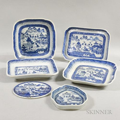 Six Canton Porcelain Tableware Items.
