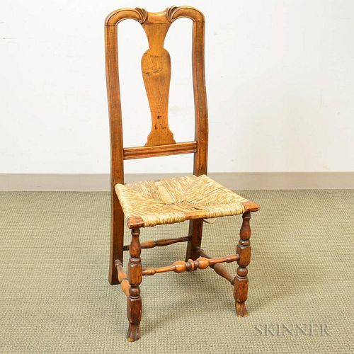 Queen Anne-style Carved Maple Side Chair, ht. 42 1/2 in.