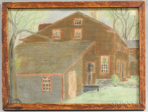 Framed Pastel of a Homestead, ht. 13, wd. 17 in.