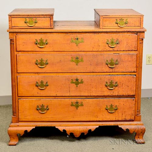 Chippendale-style Tiger Maple Chest of Drawers, ht. 41 1/4, wd. 41 1/2, dp. 21 1/2 in.