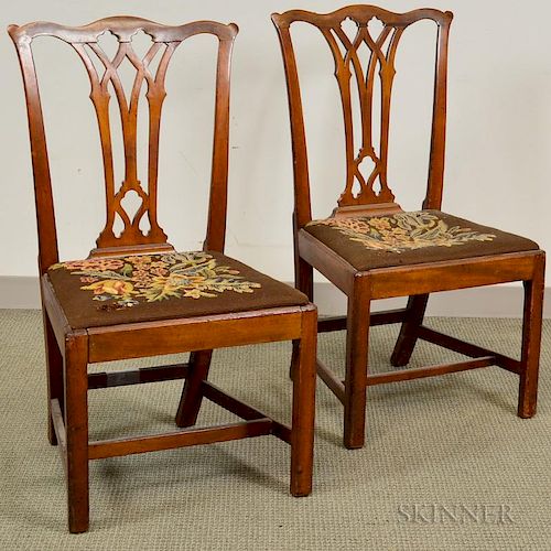 Pair of Chippendale Mahogany Side Chairs, Pennsylvania, 18th century, (imperfections), ht. 38 1/2 in.