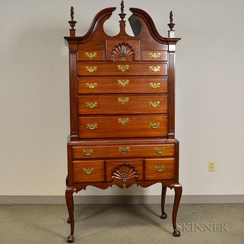 Bench-made Chippendale-style Carved Mahogany High Chest, ht. 78, wd. 39, dp. 20 1/2 in.
