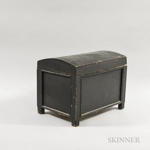 Small Black-painted Pine Dome-top Box, ht. 12, wd. 16, dp. 11 in.