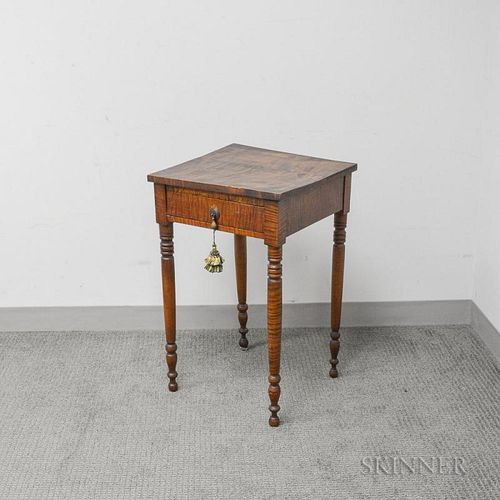 Federal Tiger Maple One-drawer Stand, early 19th century, ht. 28, wd. 18, dp. 17 3/4 in.