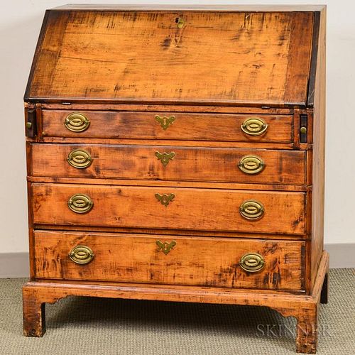 Queen Anne Maple Slant-lid Desk, New England, 18th century, (imperfections), ht. 41 1/2, wd. 36, dp. 20 1/2 in.