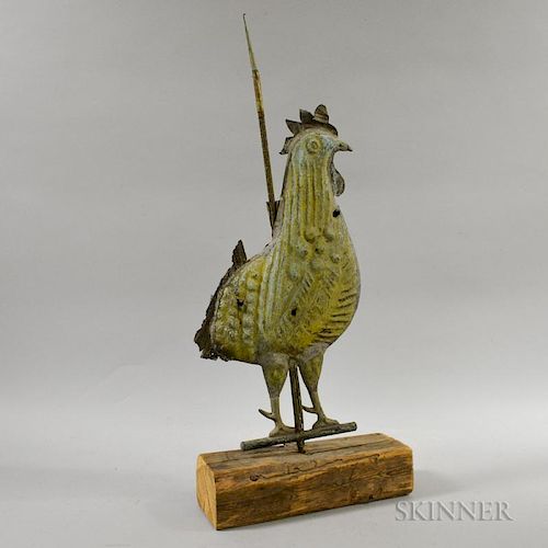 Molded Copper Rooster Weathervane, (losses), ht. 32, wd. 14 in.